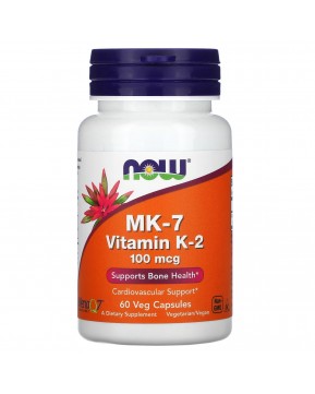 NOW Foods, MK-7, витамин K2, 100 мкг, 60 растительных капсул NOW Foods, MK-7, витамин K2, 100 мкг, 60 растительных капсул